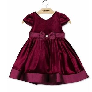 Rare editions baby girl burgundy dress with bloomers NWT 6/9m